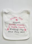 Staceys Bibs PERSONALISED FLOWER GIRL BIB - BEAUTIFULLY EMBROIDERED - ANY TEXT YOU WISH - UNIQUE GIFT KEEPSAKE WEDDING FAVOR