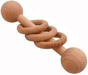 Beech Wood Rattle Teethers Chew Wood Beads Rattling Teething Montessori Toys Wooden Rings Teethers (1pcs)