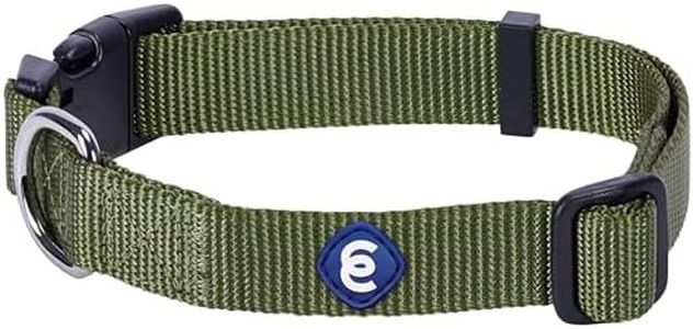 Blueberry Pet Classic Solid Color Nylon Dog Collar in Military Green, Large, Neck 45cm-66cm, Adjustable Collars for Dogs