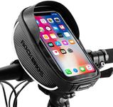 ROCKBROS Bike Handlebar Bag Waterproof Bike Phone Bag Bicycle Front Top Tube Cellphone Bag Fits for 6.5" Below Phones Sensitive TPU Black