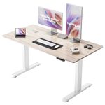 SIHOO 140 cm × 70 cm One-Piece Electric Standing Desk, Sit-Stand Desk with 4 Memory Height Settings, Ergonomic Adjustable Height Desk Computer Workstation for Home & Office (Maple)