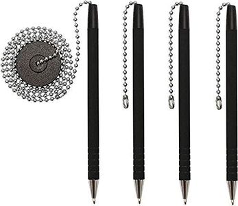 Nobo 4-Secure Pen With Chain & Office Pen Holder (Black), Security Pen Holder for Home Office Supplies, Black Ink