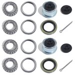 GREPSPUD 2Sets for 1'' Axle Trailer Hub Bearings Kits, L44643 / L44610 Bearings Set, 12192TB Grease Seals, 1.98'' Dust Caps, Rubber Seals & Cotter Pins for 2000-2200 lbs Trailer Axles