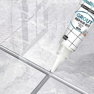 Tile Grout Repair Kit, 2 Pack Light Grey Grout Repair Filler, Fast Drying Grout Paint, Grout Sealer for Bathroom Shower Floor, Restore and Renew Tile Line, Gaps