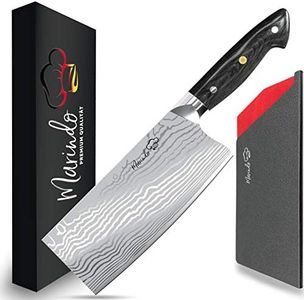 Marindo Chinesisches Kochmesser Edelstahl | 18cm Klingenlänge | Küchenbeil mit dreifach genietetem Holzgriff | Hackmesser chinesisch | Fleischmesser extrem scharf | Inkl. Geschenkbox