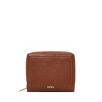 Fossil Women's Logan Leather Mini Bifold Multifunction Wallet, Brown Multi, One Size