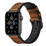 Mifa - Compatible with Apple Watch Band 45mm 44mm 42mm, Leather Silicone Hybrid iWatch bands for Men Women, Replacement Loop Vintage Sports iWatch Strap for Series 8 7 6 5 SE 4 3 2 1