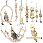 Bird Parrot Swing Toys, Chewing Standing Hanging Perch Hammock Climbing Ladder Bird Cage Toys for Budgerigar, Parakeet, Conure, Cockatiel, Mynah, Love Birds, Finches and Other Small to Medium Birds