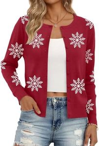 Trendy Queen Womens Cardigan Sweaters Lightweight Crew Neck Outfits Fall Fashion 2025 Clothing Christmas Red S