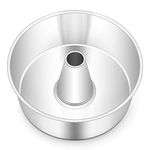 TeamFar 10inch Angel Food Cake Pan, Stainless Steel Pound Cake Pan with Tube, Hollow for Home/Kitchen Baking, Healthy & Non-Toxic, Durable & One-Piece, Mirror Finish & Dishwasher Safe, Silver