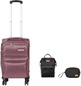 JELLYSTARS Updated 20 inch Carry on Spinner Luggage with Wheels Boarding Softside Travel Suit Case Soft Suitcases with Buit-In TSA Lock(Coffee)