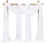 Wedding Arch Draping Fabric,4 Panels 28"x20ft White Wedding Arch Drapes for Ceremony Chiffon Fabric Drapes Arbor Drapery Wedding Arch Decorations for Reception Sheer Backdrop Curtains for Party Swag