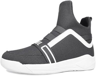 Soulsfeng White Grey High Top Sneakers for Men 12 Fashion Mesh Breathable Slip On Walking Shoes