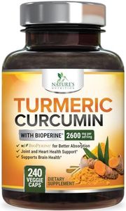 Nature's Nutrition Turmeric Curcumin Highest Potency 95% Curcuminoids 2600mg with Bioperine Black Pepper for Best Absorption, Made in USA, Best Vegan Joint Pain Relief, Turmeric Pills - 240 Capsules