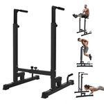 Yes4All Dip Stand 500 LBS Capacity, 80 Levels Adjustable Dip Bars, Dip Station Machine for Home Gym - Black