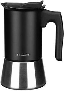 Navaris Moka Coffee Pot - Percolator Espresso Maker for Stovetops Induction Gas Electric Stove Hob - Stainless Steel Percolated Coffee Pot - 6.8 fl oz