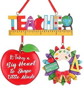 3 Pieces Teacher Christmas Ornament 2022 Resin Crayon Teacher Wreath It Takes a Big Heart to Shape Little Minds Christmas Tree Ornament Decoration Teacher Appreciation Gifts for School