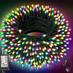 Haili 105FT 300 LEDs Christmas Lights Outdoor Waterproof Brizled String Lights for Christmas Tree, End to End Plug 8 Modes UL Certified for Patio, Garden, Party, Wedding, Holiday (Multicolor Colored)