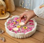 kings & queen Marble Urli (White) | Multi- Utility Flower Shape | Uruli for Flower Decoration | Stone Urli Bowl for Home Decoration | Kitchen Decor | Bowl for Decoration