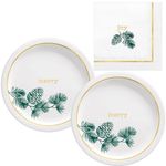 Christmas Dessert Party Supplies for 16 People | Tableware Set Includes Plates and Napkins | Calm & Bright Design