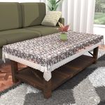 Kuber Industries Table cloth|Center Table cover|Round Table Cover|Table Cover 4 Seater|3D Coin Print with Silver Lace|(Transparent)