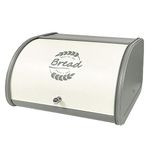 X458 Metal Gray Bread Box/Bin/kitchen Storage Containers with Roll Top Lid (Gray)
