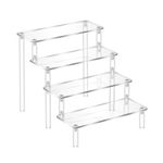 HOJKMA Acrylic Risers Display Stand, 4 Tier Clear Perfume Display Stand Risers Steps Shelf with Screwdriver for Pops Figures Cupcake Display Risers Holder Collectibles Shelf Rack