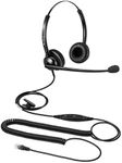 Telephone Headset Binaural Corded RJ9 Call Center Headset with Microphone Noise Cancelling for IP Phones Avaya Plantronics Polycom Siemens Snom Toshiba Mitel NEC Nortel Aastra Alcatel Gigaset