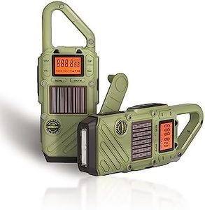 Rechargeable Emergency Radios Walkie Talkies for Adults with FM/NOAA, Weather Alerts, LED Flashlight, and Solar Hand Crank - Long Range 2 Way Radios with USB Charging and SOS Alarm