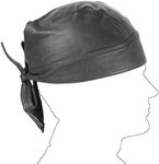 Leather Skull caps in Black Sweat Head Wraps Bandana Style in Real Leather