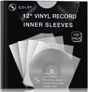 Vinyl Record Inner Sleeves 100 Pack for 12" Lp, 3-Ply Anti Static Soft Inner Sleeve with Archival Paper Enclosed for 33 RPM LP Protection (12" 100P)