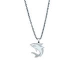 Ailiessy Shark Necklace Stainless Steel Shark Pendant Necklace Sea Fish Animal Great White Shark Necklace for Men Women Jewelry Gifts, Cubic Zirconia, No Gemstone