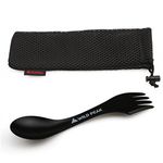 Wild Peak Plastic Spork - Lightweight & Strong All in one Spoon, Fork, Knife Cutlery with Optional Storage Bag ▲ (Jet Black, with Storage Bag)