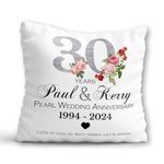 30th Wedding Anniversary Gift - Personalised 30th Anniversary Cushion - 30 Years Marriage Pillow with Custom Names - Pearl Wedding Anniversary Present for Couples Parents Grandparents