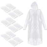 Roctee 12 Pack Disposable Rain Ponchos, Waterproof Rain Coat for Adult, Emergency Raincoats with Drawstring Hood & Elasticated Wrists for Camping, Hiking, Fishing, Outdoor Activities, 12 Pack, Fitted