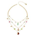 Betsey Johnson Womens Autumn Charm Layered Necklace