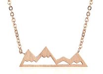 Rosa Vila Mountain Necklace For Women, Mountains And Outdoor Lovers Gifts, Mountain Range Necklace In Rose Gold, Gold, Carbon Black, Or Silver, Mountain Jewelry, Nature Necklace (Rose Gold Tone)