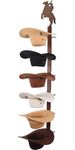 CANWUPON Cowboy Hat Rack Holder for Wall - Wild Western Style Design Hat Organizer with 6 Hat Hooks for Wall Mount, Hat Stand and Hanger for Storage and Organization