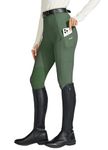 WILLIT Women's Horse Riding Pants Knee-Patch Equestrian Breeches Horseback Schooling Tights Zipper Pockets Army Green S