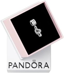 PANDORA Interlocking Hearts Dangle Charm - Compatible Moments - Stunning Women's Jewelry - Gift for Her - Made with Sterling Silver & Cubic Zirconia - With Gift Box