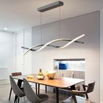 Mikeru 100CM Wave Pendant Light, Black Modern Spiral Pendant Breakfast Bar Pendant Lights 3000K/4500K/6000K 3 Color 10%-100% Fully Dimmable Lighting for Dining Room, Kitchen Island