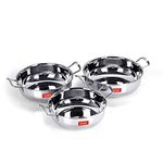 Sumeet Stainless Steel Cookware Set (Steel, 1.9, 2.3, 3 L), 3 Piece, Silver