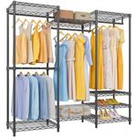 VIPEK V5 Medium Portable Closet Wardrobe Heavy Duty Clothes Rack, Freestanding Closet Metal Clothing Rack with 4 Hang Rods & 8 Shelves, Adjustable Custom Closet Rack, 56.7" Lx15.7 Wx76.4 H, Black