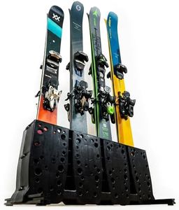 StoreYourBoard Telluride Ski Storage Rack – Freestanding Ski Rack for Garage or Home, Heavy-Duty Floor Ski Holder and Organizer Stand, Space-Saving Ski Storage Rack for 4 Pairs of Skis - Black