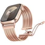 Wearlizer Dressy Tassel Bracelet Compatible with Apple Watch Strap Women 38mm 40mm 41mm 42mm, Stainless Steel iWatch Bands Metal Wristbands for Watch Band Series 10/9/8/7/6/5/4/3/2/1/SE, Rose Gold