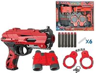 Invite Adventure Seeker's Dream Set: Plastic Foam Bullet Gun, Handcuffs with Keys, Binocular, and 6 Darts - Exciting Playtime Awaits 【Gun with Handcuffs】