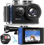 AKASO Brave 6 Plus Native 4K30FPS 20MP WiFi Action Camera with Touch Screen EIS Voice Control Remote Control 131 Feet Underwater Camera with 2 Batteries and Helmet Accessories Kit