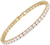 LGYIC Tennis Bracelet for Women|3MM Simulate Diamond Bracelets|4-Prong-Setting CZ|18k White/Yellow Gold Plated Bracelet with Buckle Clasp|Size 6-8.5 Inches, 6 Inches, Cubic Zirconia