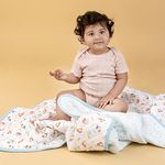 haus & kinder Peekaboo 100% Cotton Muslin Reversible Quilt For New Born Baby, Viridian, 200 TC