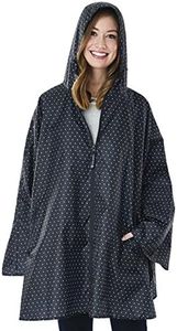 Charles River Apparel Womens Pack-n-go® Poncho Rain Jacket, Polka Dot Navy/White, One Size US, Polka Dot Navy/White, One Size